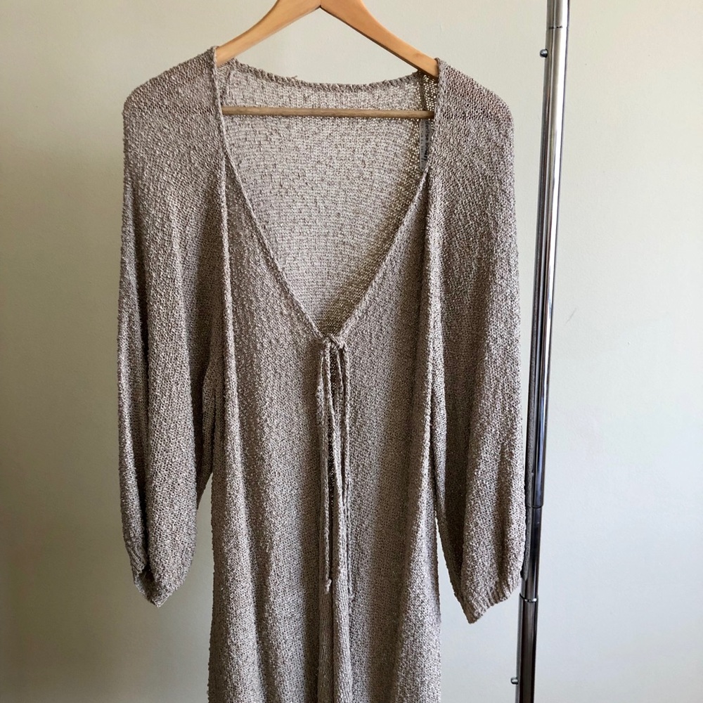 Long Cardigan—Hand-Loomed Open Weave Bouclé